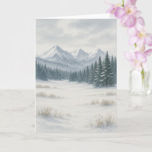 Snowy Mountain Winter Aquarell Grußkarte Karte