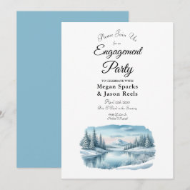 Snowy Mountain Winter Lake Engagement Party Einladung
