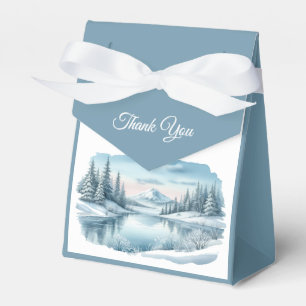 Snowy Mountain Winter Lake Wedding Geschenkschachtel