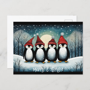 Snowy Mountain Winter Santa Penguin Weihnachten