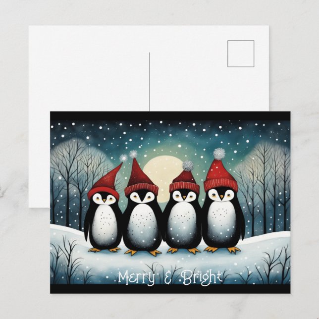 Snowy Mountain Winter Santa Penguin Weihnachten (Vorne/Hinten)