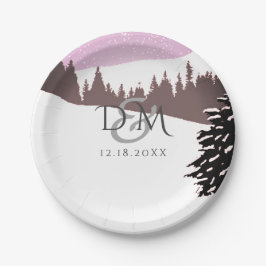 Snowy Mountain Winter Wedding Pappteller