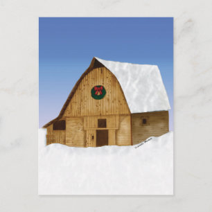 Snowy New England Barn im Winter Postkarte