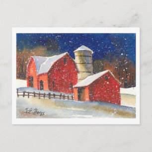 Snowy New England Barns Postkarte