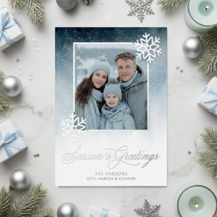 Snowy Night Blue Foil Froher Festtage Folien Feiertagskarte