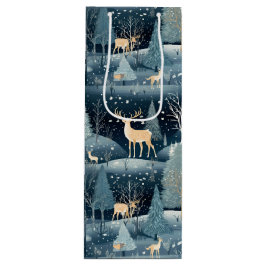 Snowy Night Deer Field Geschenktüte Für Weinflaschen
