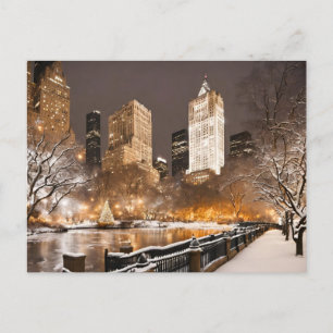 Snowy NYC New York City Christmas Postcard Postkarte