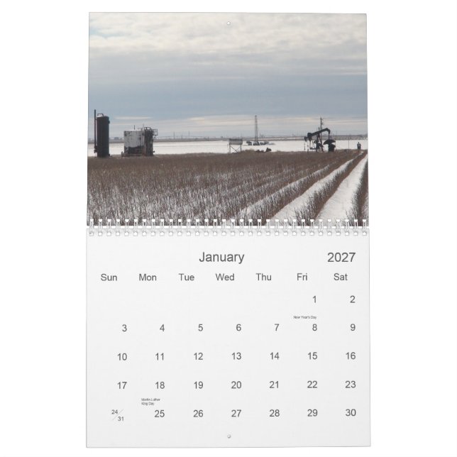 Snowy-Öl-Mietbrunnen Kalender (Jan 2027)