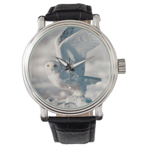 Snowy Owl abheben Armbanduhr