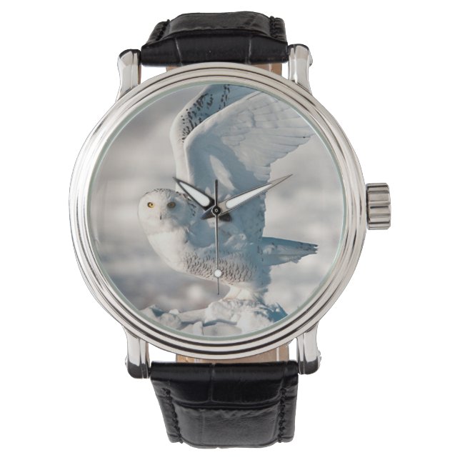 Snowy Owl abheben Armbanduhr (Vorderseite)