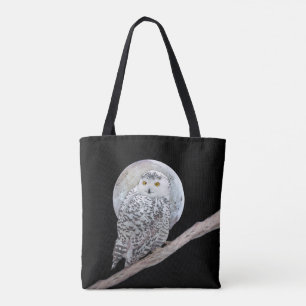 Snowy Owl and Moon Painting - Original Bird Art