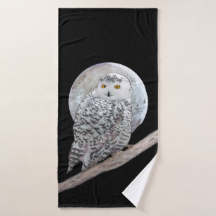 Snowy Owl and Moon Painting - Original Bird Art Badhandtuch Set