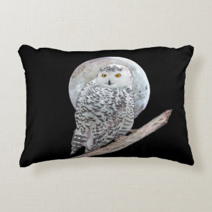 Snowy Owl and Moon Painting - Original Bird Art Dekokissen