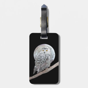 Snowy Owl and Moon Painting - Original Bird Art Gepäckanhänger