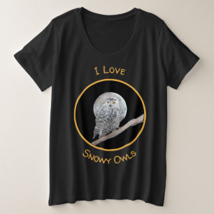 Snowy Owl and Moon Painting - Original Bird Art Große Größe T-Shirt