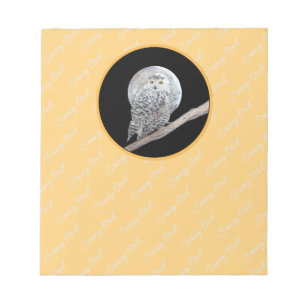 Snowy Owl and Moon Painting - Original Bird Art Notizblock