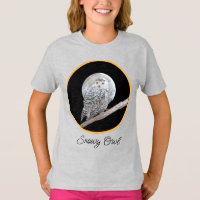 Snowy Owl and Moon Painting - Original Bird Art T-
