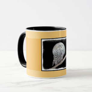 Snowy Owl and Moon Painting - Original Bird Art Tasse