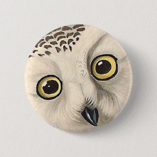 Snowy Owl - Audubon Vintage Vögel Amerika Button