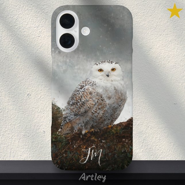 Snowy Owl Bird Painting Individuelle Name Vogelbeo Case-Mate iPhone Hülle (Von Creator hochgeladen)