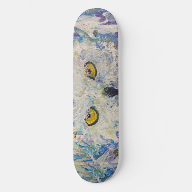 Snowy Owl Eyes Wissensfresser Tier Maureen Girard Skateboard (Vorderseite)