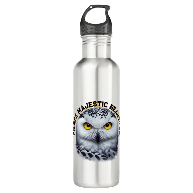 Snowy Owl Fierce Majestic Beautiful Edelstahlflasche (Vorderseite)