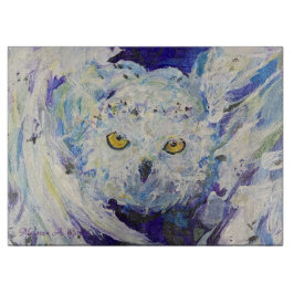 Snowy Owl Flying Maureen Girard Wisdom Schneidebrett