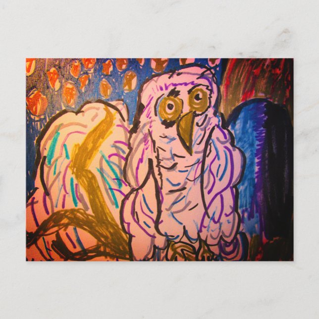 Snowy Owl Forest Tasse Teapot Postkarte (Vorderseite)