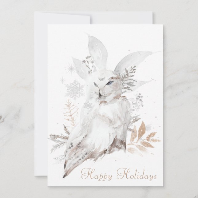 Snowy Owl Happy Holidays 12x18 Card mit Umschlägen (Vorderseite)