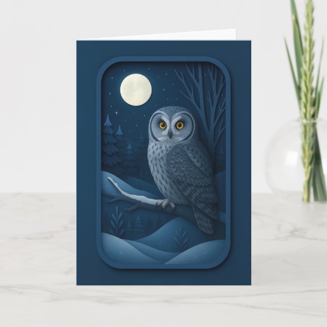Snowy Owl in Moonlight Card Karte (Vorderseite)