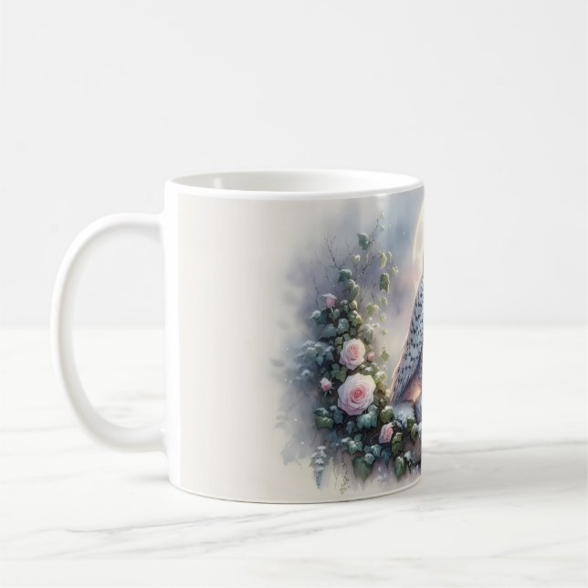 Snowy Owl in Moonlit Wintergarten Kaffeetasse (Links)
