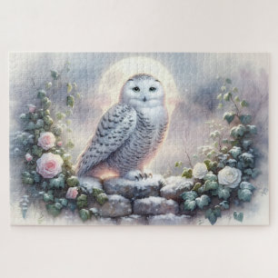 Snowy Owl in Moonlit Wintergarten Puzzle