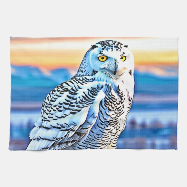Snowy Owl Majestät Design Geschirrtuch (Horizontal)