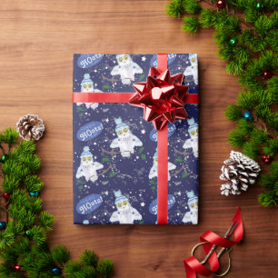 Snowy Owl mit Hut Weihnachtspapier Geschenkpapier