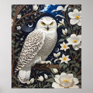 Snowy Owl Moonlight Moonblumen Poster
