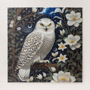 Snowy Owl Moonlight Moonblumen Puzzle