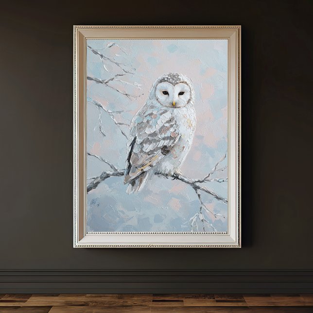 Snowy Owl on Winter Branch – Tranquil Nature Art Poster (Von Creator hochgeladen)