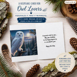 Snowy Owl Personalisiert Happy Birthday Karte