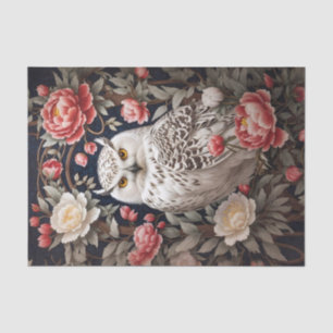 Snowy Owl Pink Peony Blume Seidenpapier