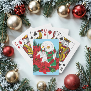 Snowy Owl Red Poinsettias Weihnachten Spielkarten