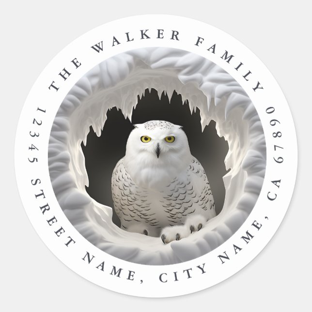 Snowy Owl Round Stickers (Vorderseite)