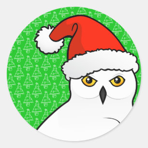 Snowy Owl Santa Runder Aufkleber