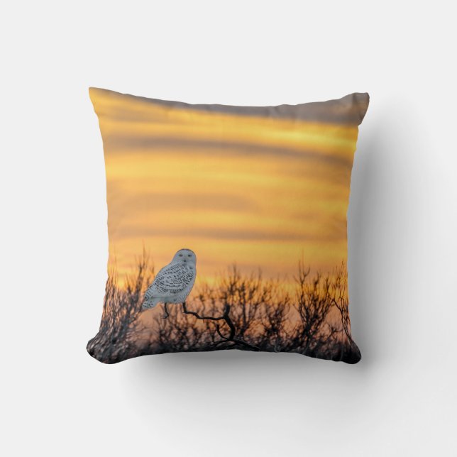 Snowy Owl Sunset Pillow Kissen (Vorderseite)