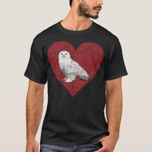 Snowy Owl Valentinstag Bird Liebe Fingerprint Pul T-Shirt