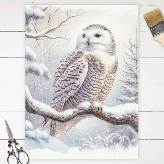 Snowy Owl Wasserfarbe Decoupage Seidenpapier (Von Creator hochgeladen)