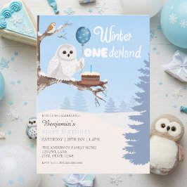 Snowy Owl Winter Onederland Birthday  Einladung