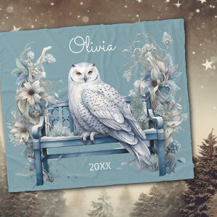 Snowy Owl Winter Personalisiert Fleecedecke