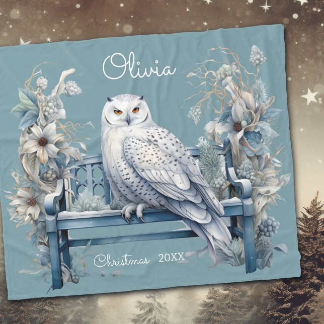 Snowy Owl Winterweihnachtsfest Personalisiert Fleecedecke (Von Creator hochgeladen)