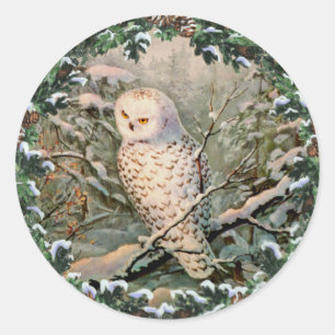 SNOWY OWL & WREATH VON SHARON SHARPE RUNDER AUFKLEBER