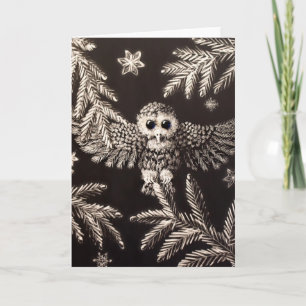Snowy Owlet Weihnachtskarte Feiertagskarte
